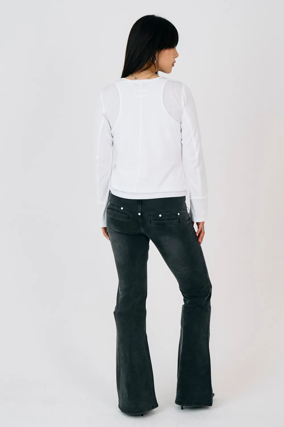 The Ragged Priest Charlotte Bootcut flare jeans sort bælte