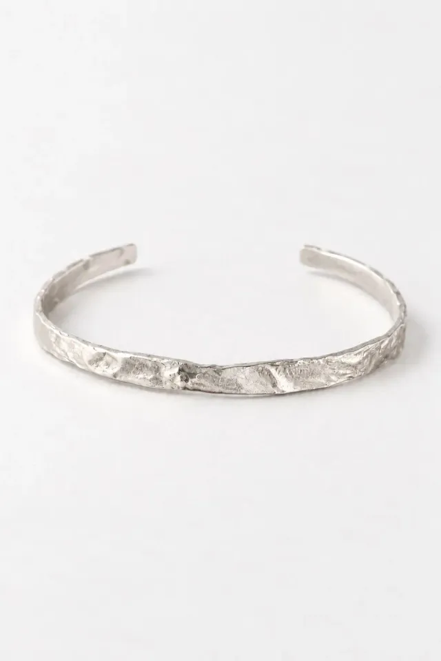 Organsk Textured Open Cuff armbånd hamret justerbart