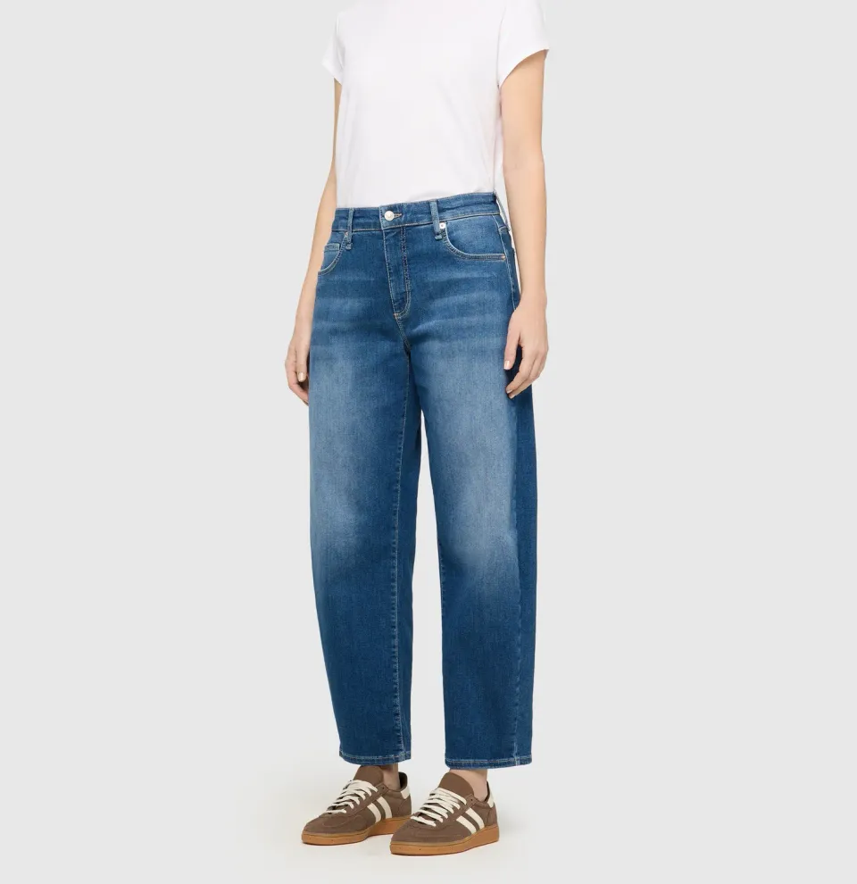 MAC Danni barrel damejeans mellemblå lyocell