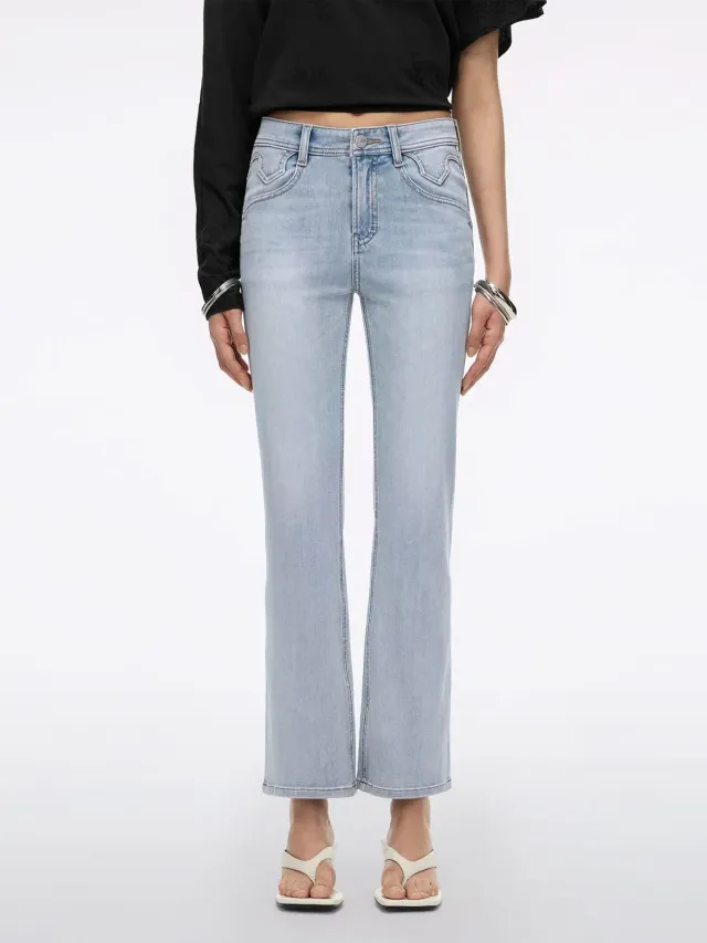 Miss Sixty Bella Flare jeans lyseblå cropped kæde
