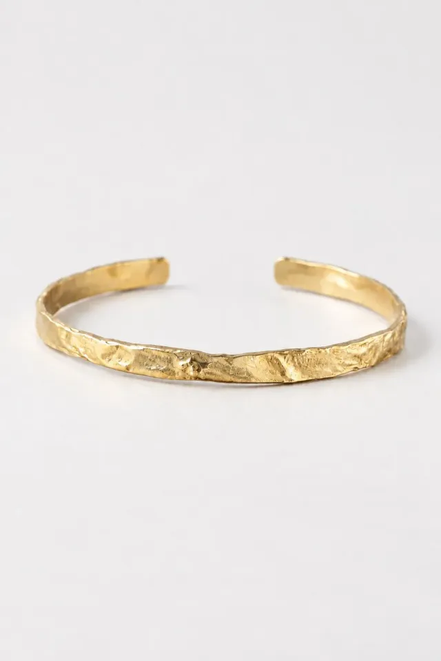 Organsk Textured Open Cuff armbånd guld – justerbar