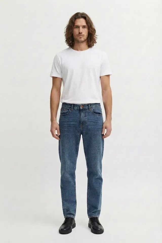Organsk Atlantic Crisp Ravage jeans middelblå tilspidsede