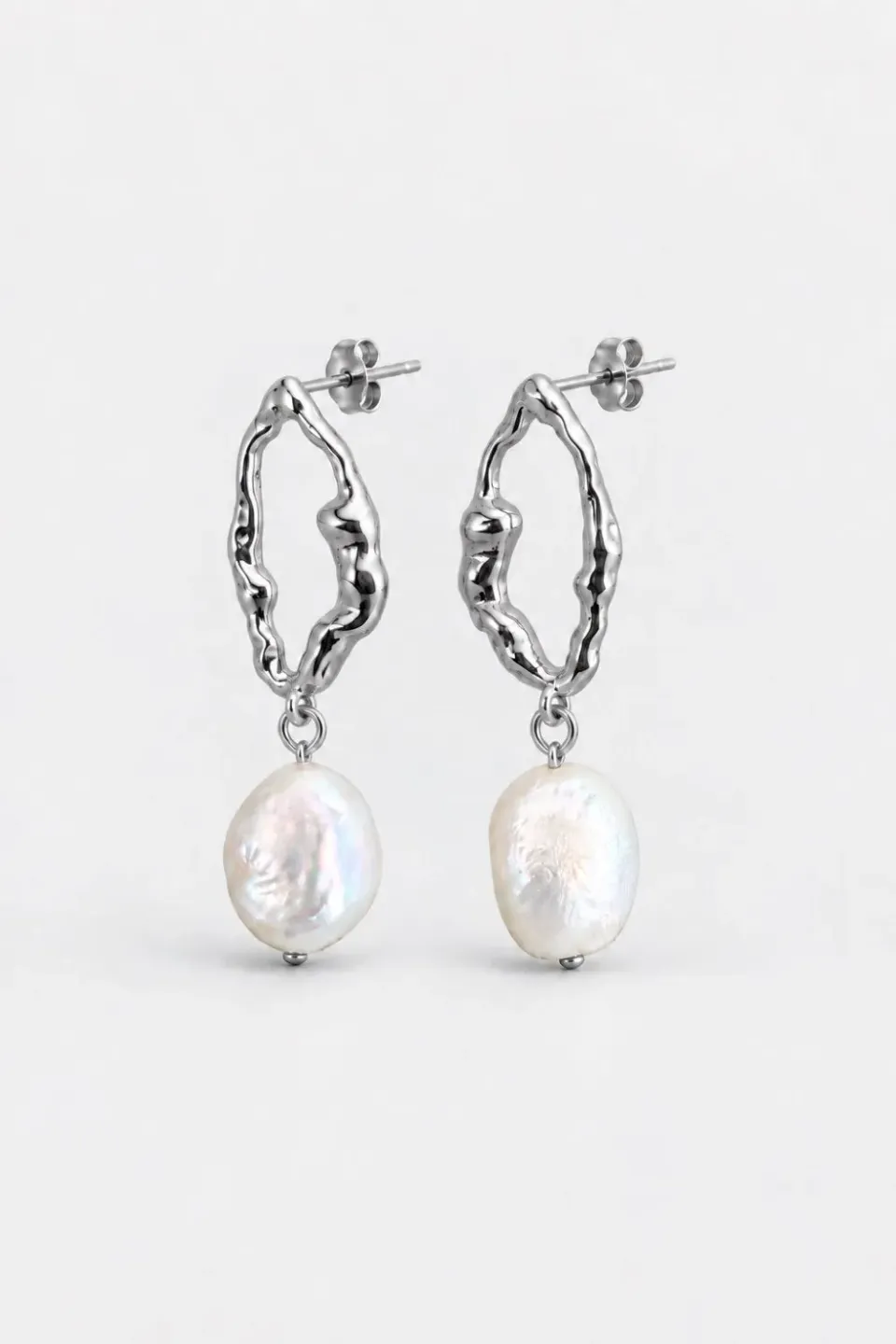 Organsk Baroque Pearl Drop øreringe sølv perle