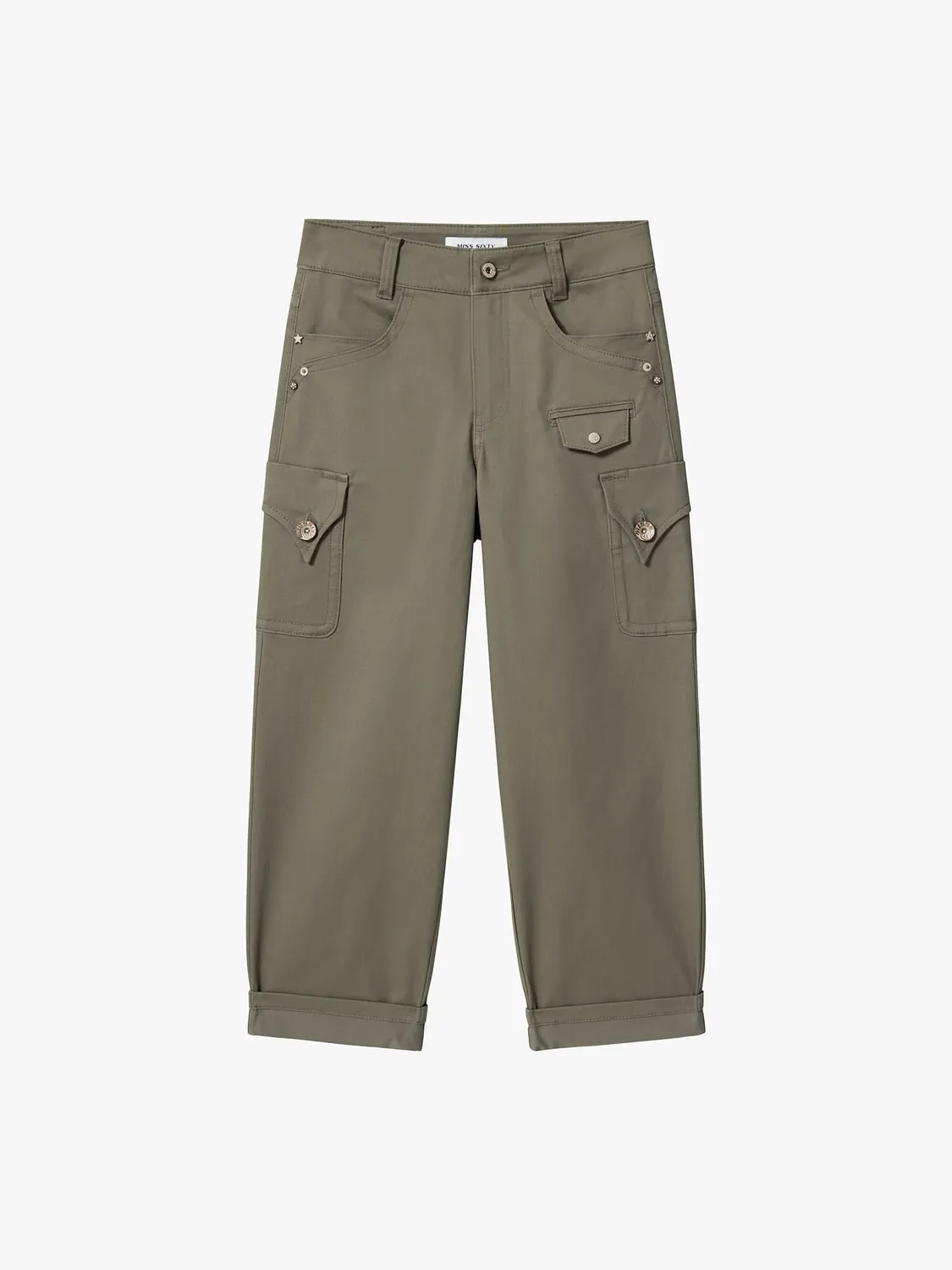 Miss Sixty cargo bukser armygrøn cropped bomuld