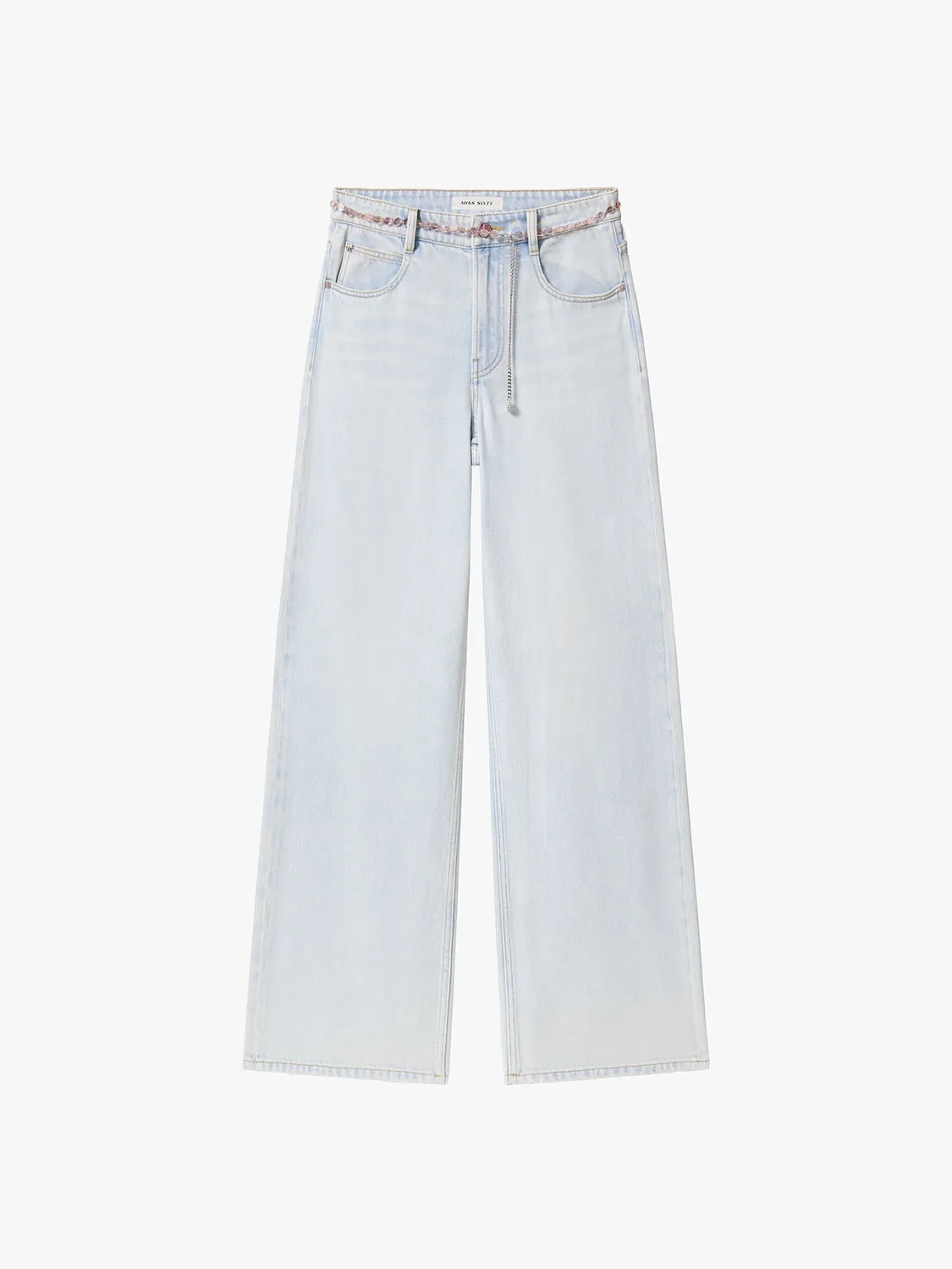 Miss Sixty straight jeans lyseblå med taljekæde stretch