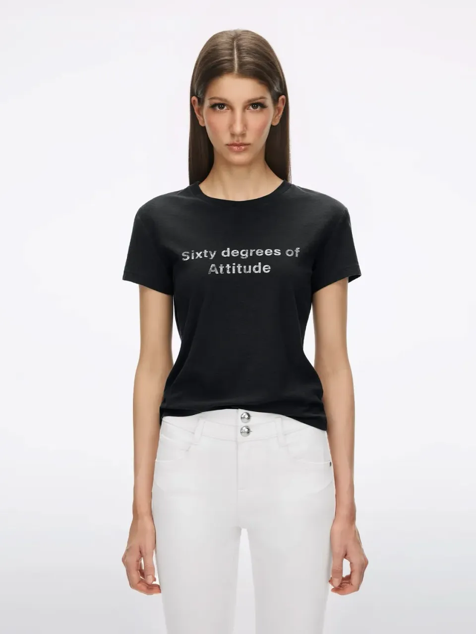 Miss Sixty Printed t-shirt sort slim-fit hør bomuld