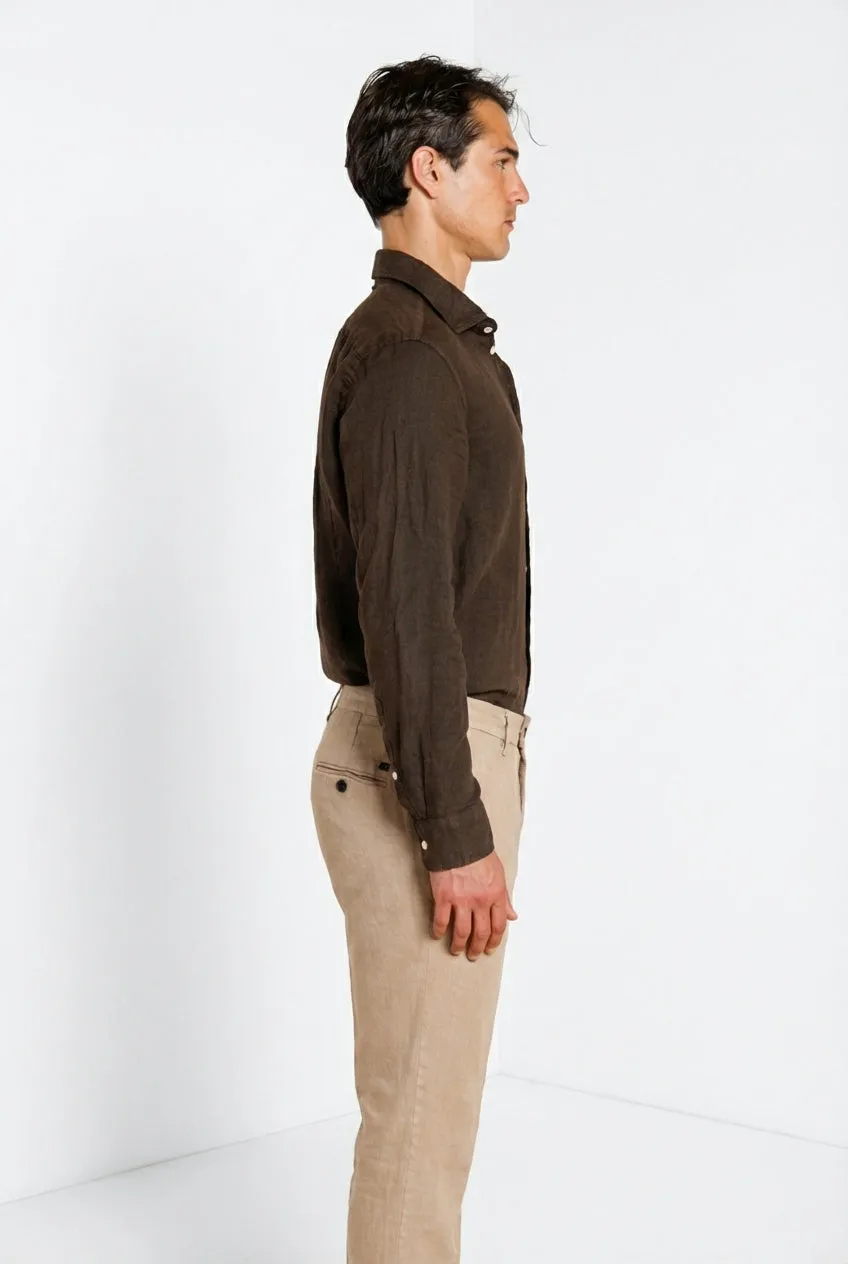 Mason's Torino skjorte brun 100% hør