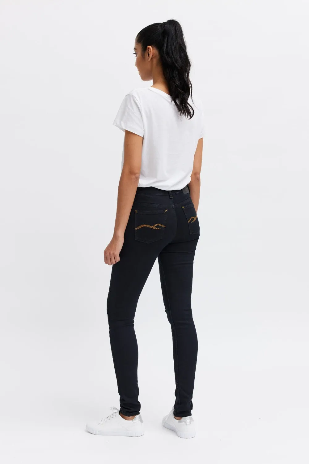 Organsk Breeze Black Goldie skinny jeans sort stretch
