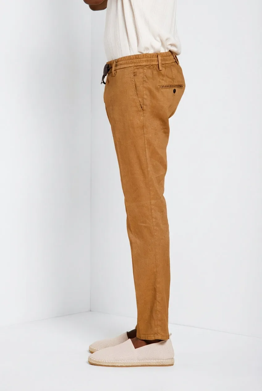 Mason's Milano Jogger chinobukser træbrun hør ekstra slim
