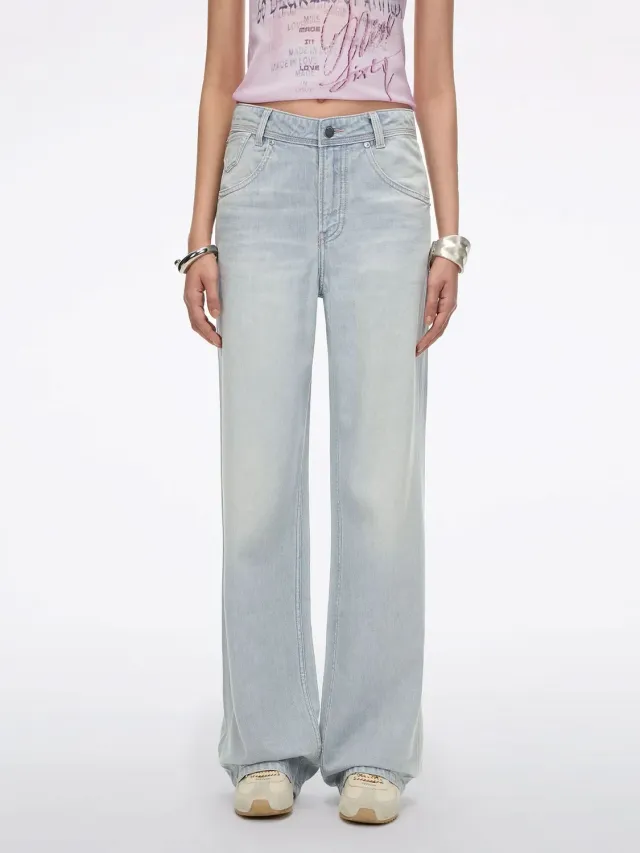 Miss Sixty Anni straight jeans lyseblå hørblanding