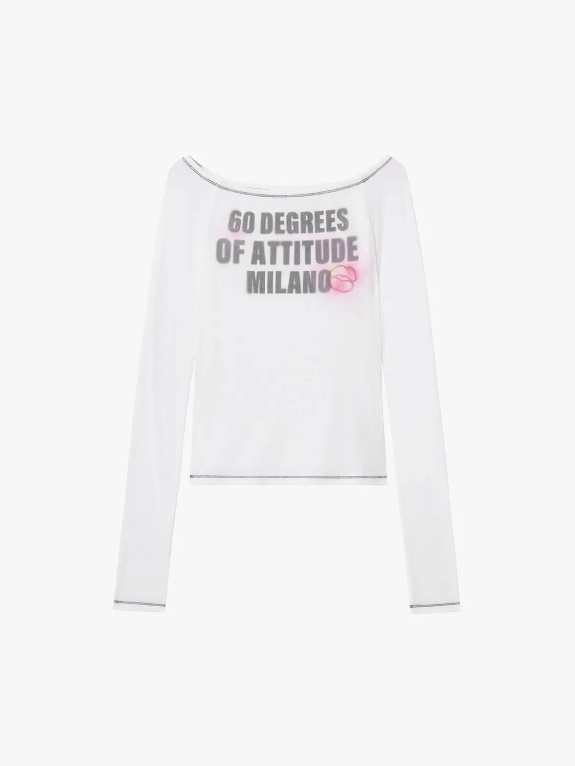 Miss Sixty Kiss Me 6M2SJ39400 t-shirt hvid cropped slim-fit