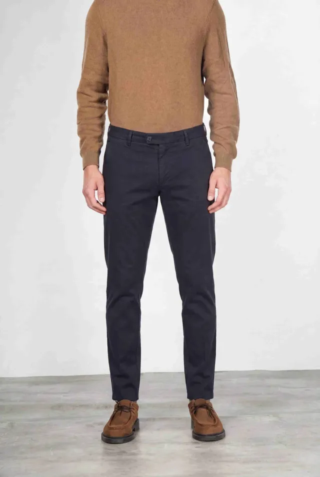 Mason's Torino Flex chinobukser natblå slim fit satin