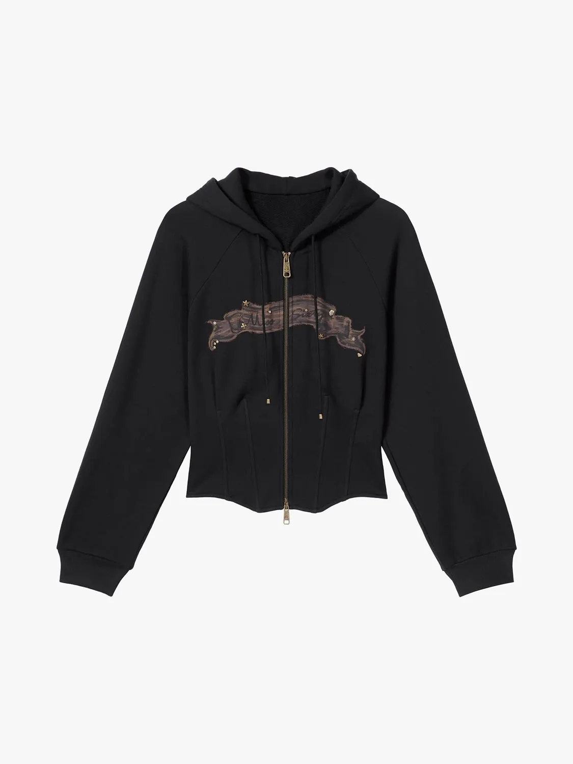 Miss Sixty Printed Zip Hoodie sort cropped