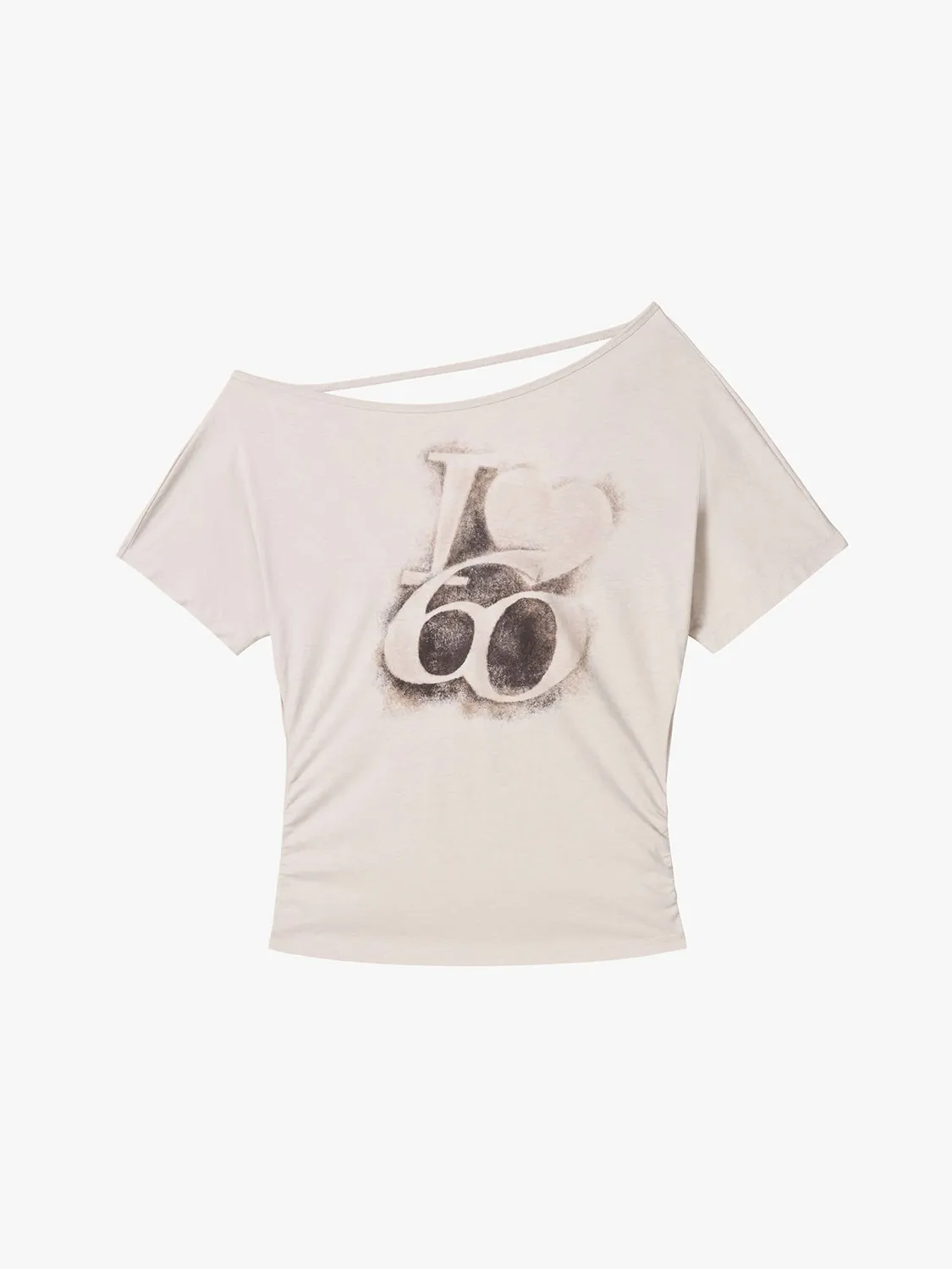 Miss Sixty Off-Shoulder t-shirt retro light coffee off-shoulder