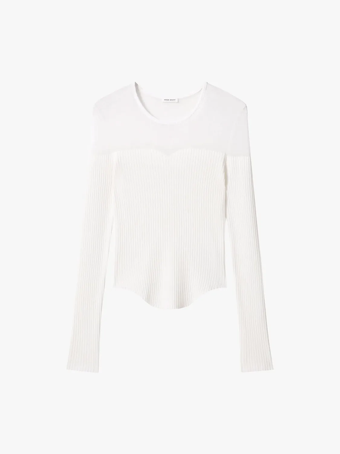 Miss Sixty strik top hvid ribbet slim-fit