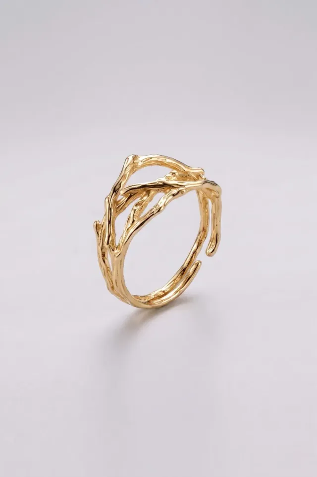 Organsk Woven Ring flettet justerbar forgyldt