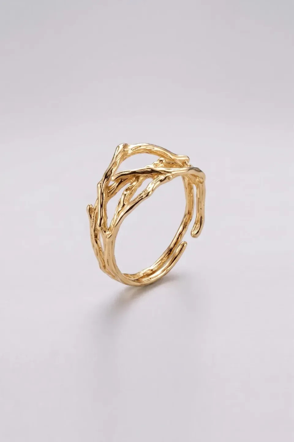 Organsk Woven Ring flettet justerbar forgyldt