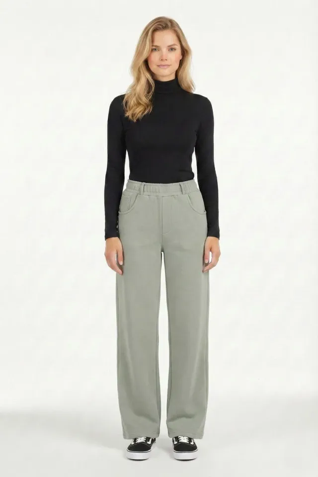Organsk Studio Trouser bukser pastelgrøn stretch