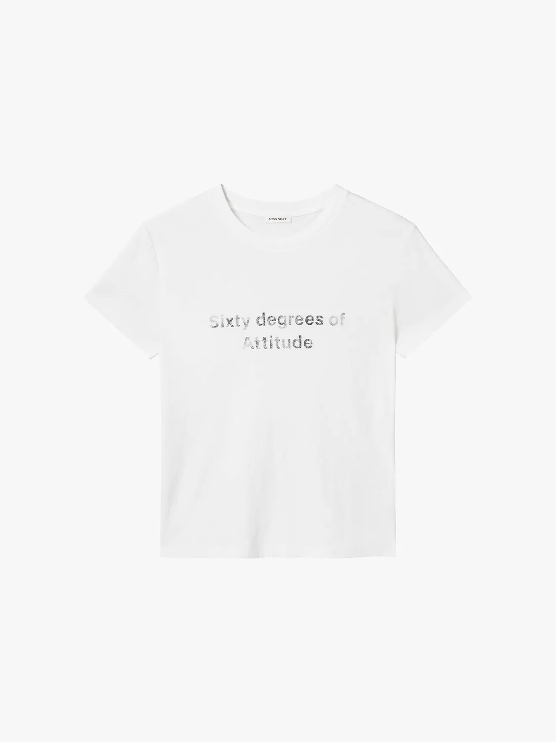 Miss Sixty Printed t-shirt hvid slim-fit hør bomuld
