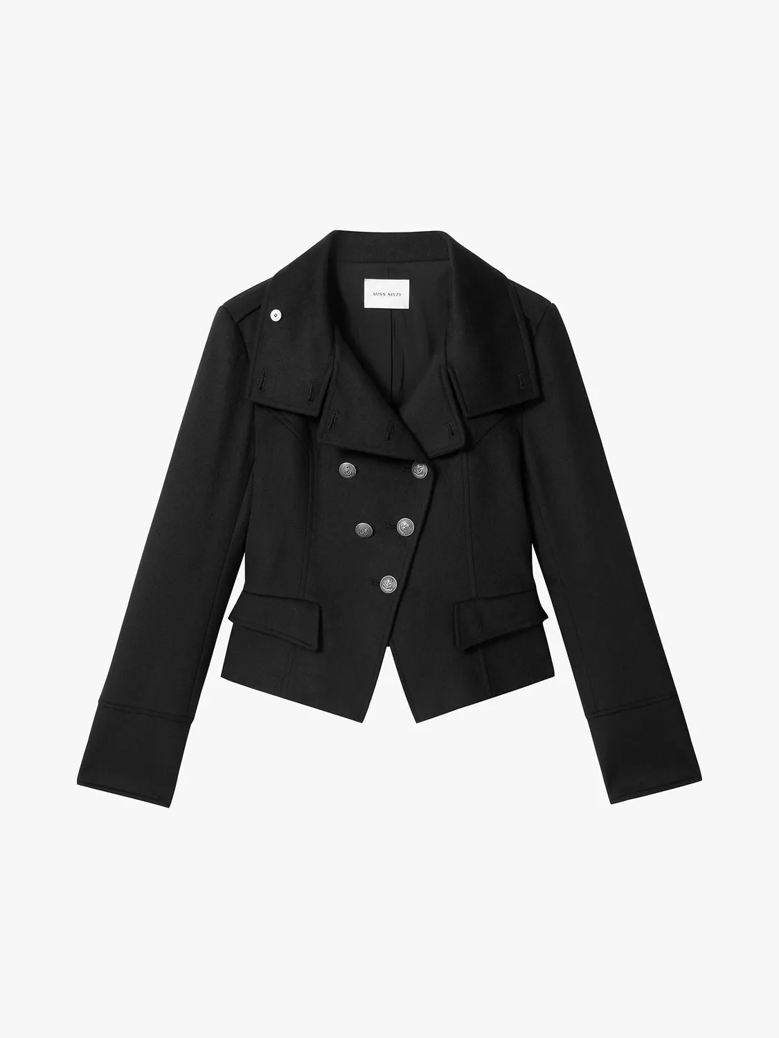 Miss Sixty dobbeltradet cashmere frakke sort