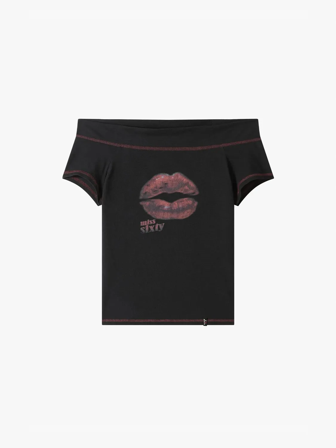 Miss Sixty Graphic Lip t-shirt sort med læbeprint