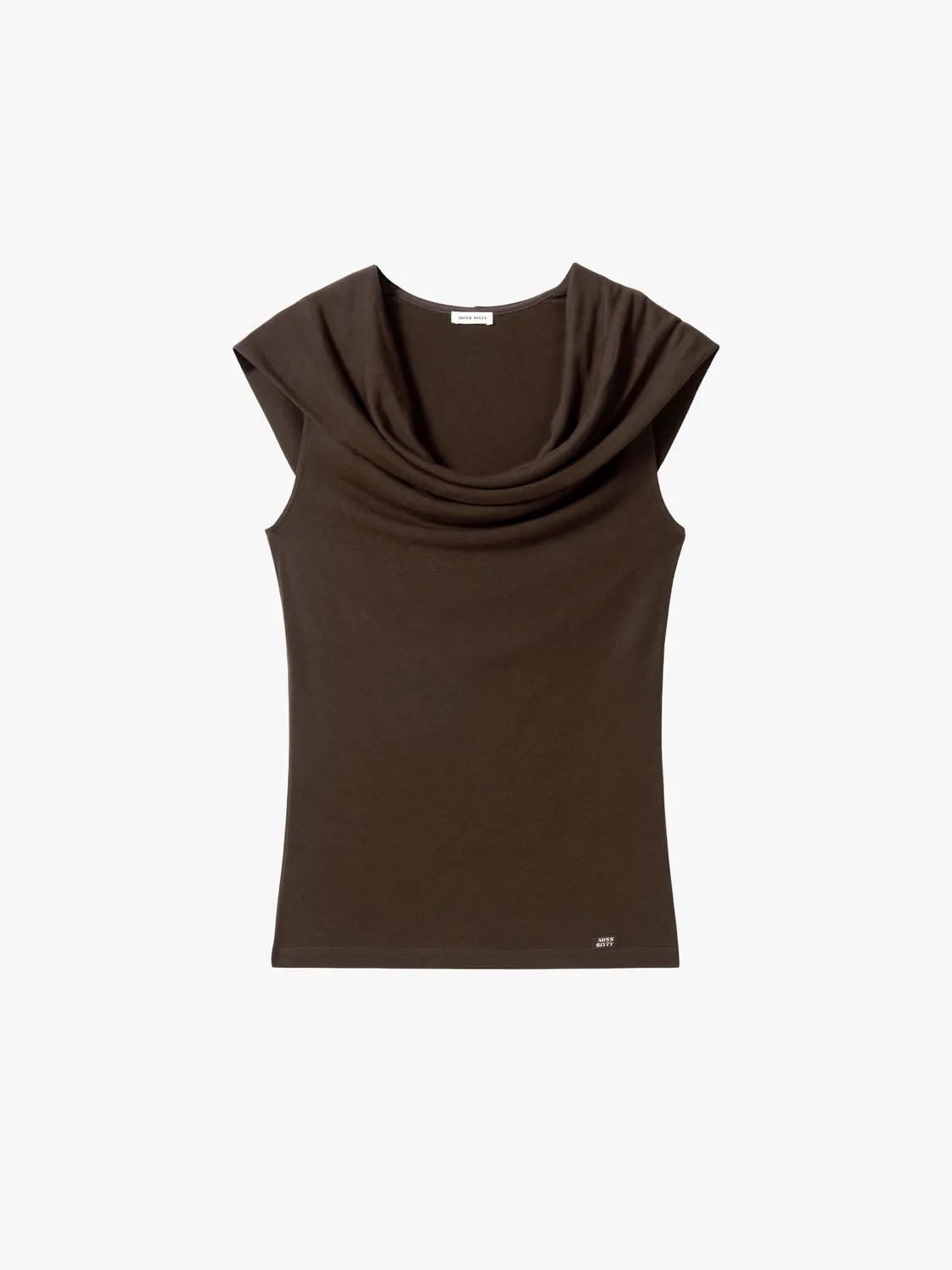 Miss Sixty hættebluse brun vandfaldshals slim fit