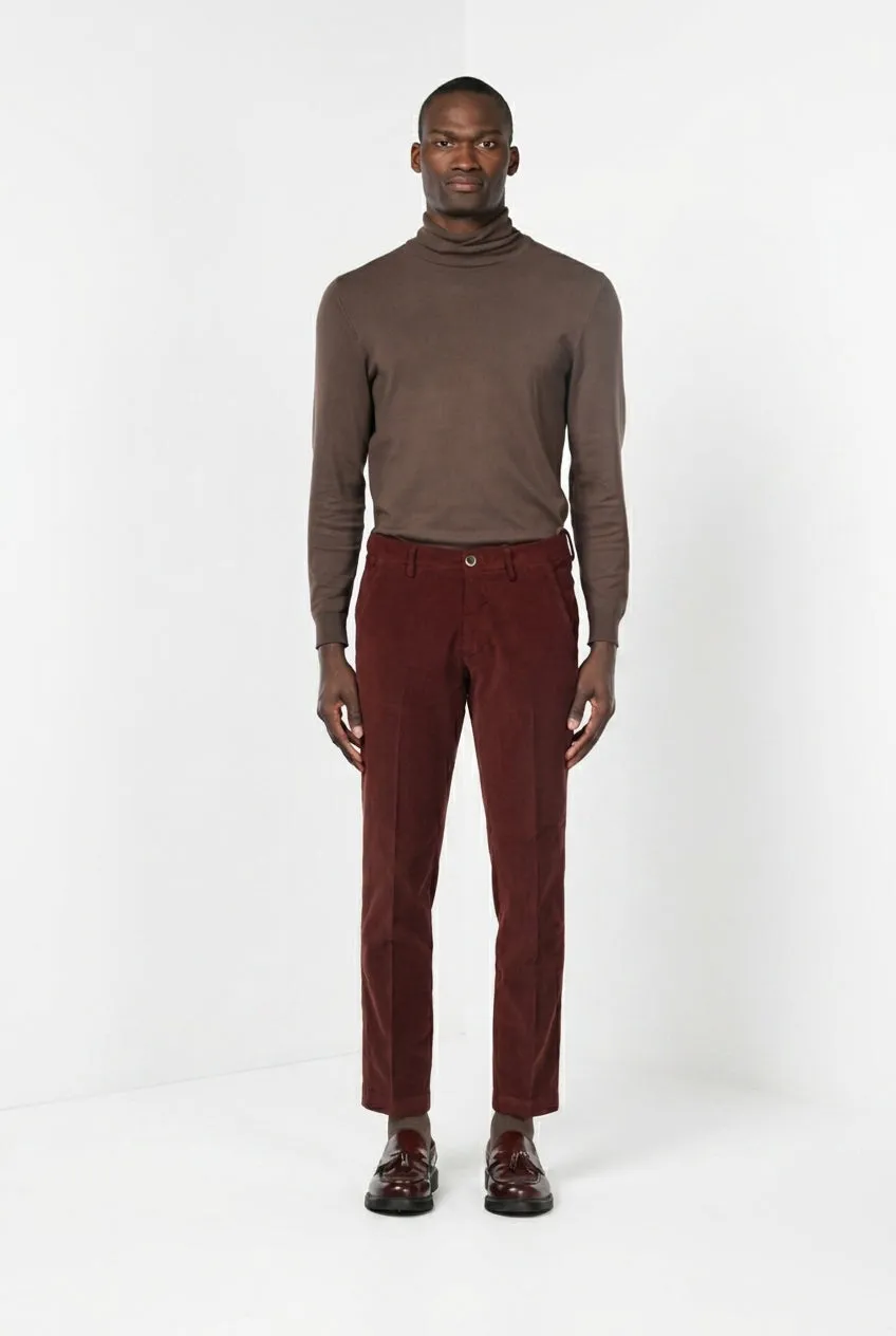 Mason's Torino chino bukser mørkerød slim fløjl