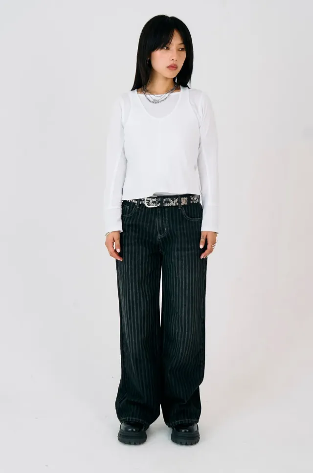 The Ragged Priest Wilder Release jeans grå pinstripe