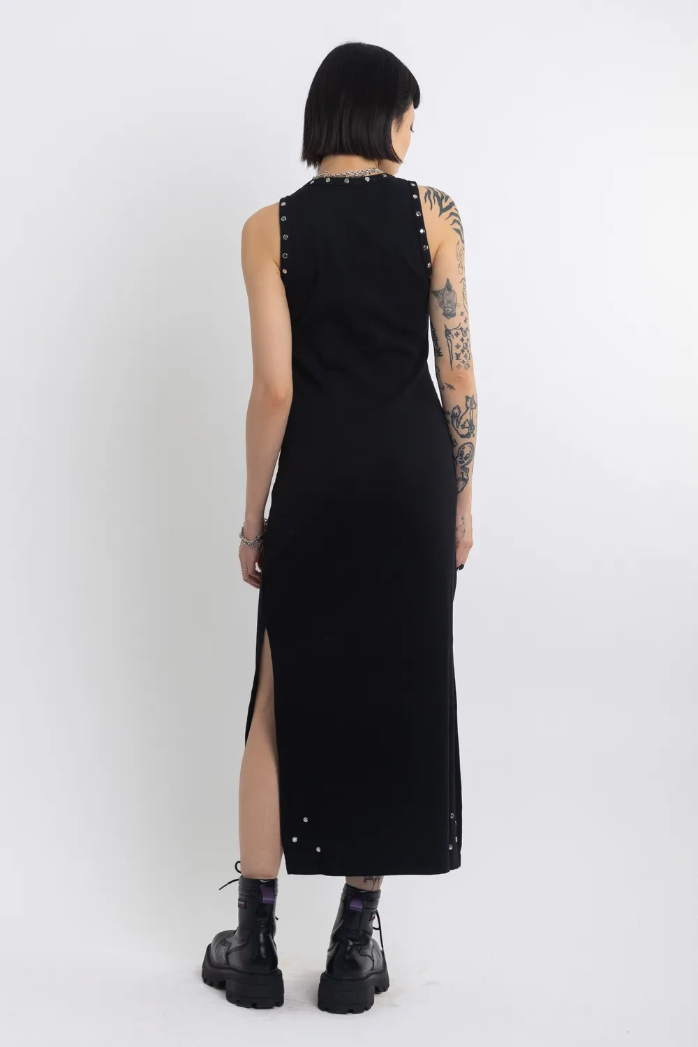 THE RAGGED PRIEST Galaxy Black Studded midikjole sort