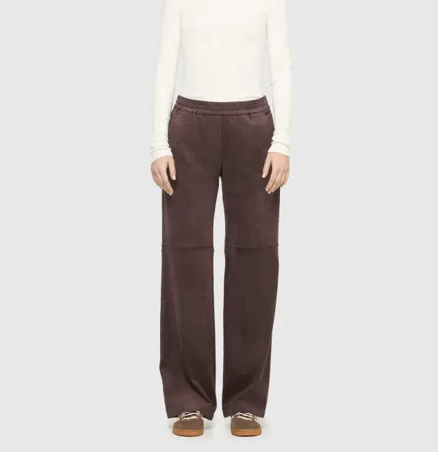 MAC Chiara bukser brun velour wide fit