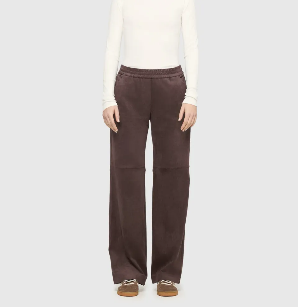 MAC Chiara bukser brun velour wide fit