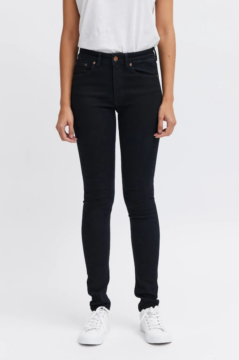 Organsk Breeze Black Goldie B slim jeans sort stretch