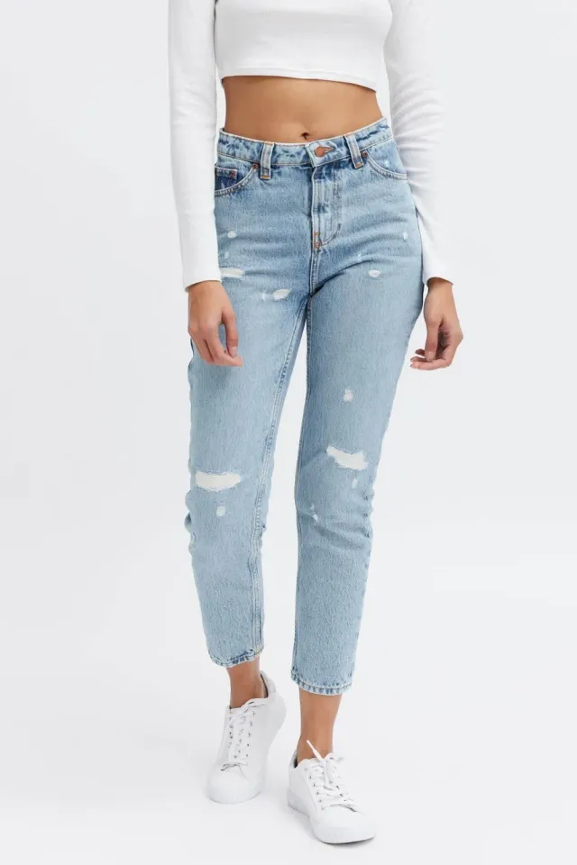 Organsk Oxygen Shorty jeans Raw Rebellion – høj talje