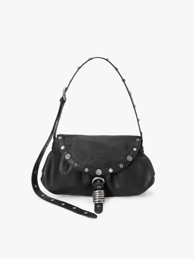 Miss Sixty Studded skuldertaske sort læder med nitter