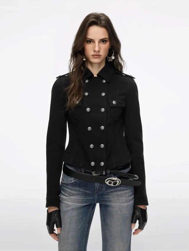 Miss Sixty Double-Breast Button Blazer blazer sort bomuld