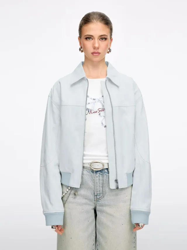 Miss Sixty Embroidered Jacket jakke lyseblå med sløjfebroderi