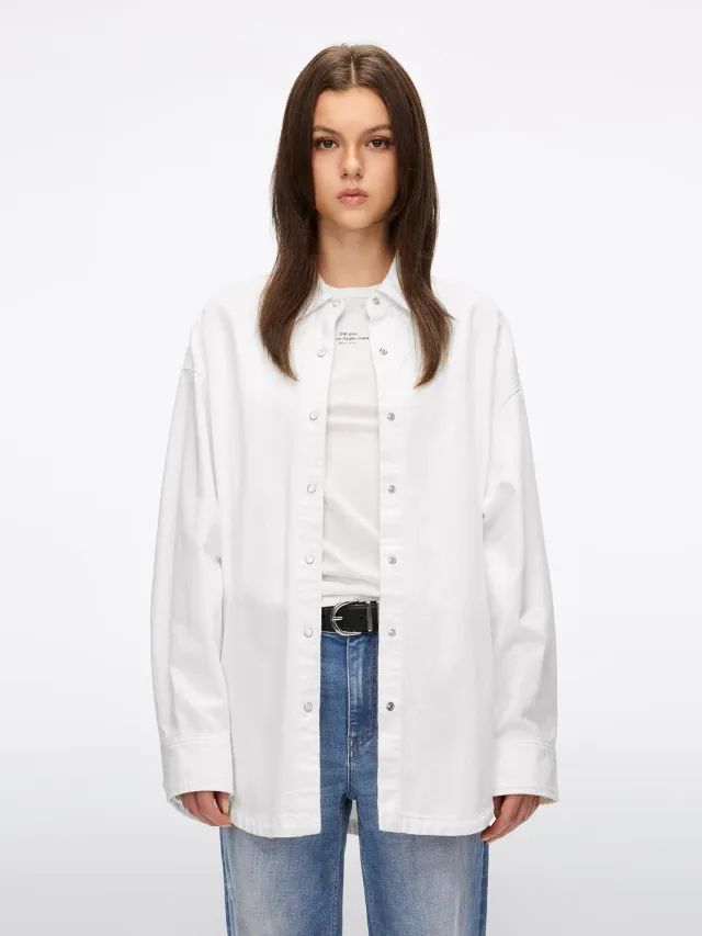 Miss Sixty Logo Denimskjorte hvid regular