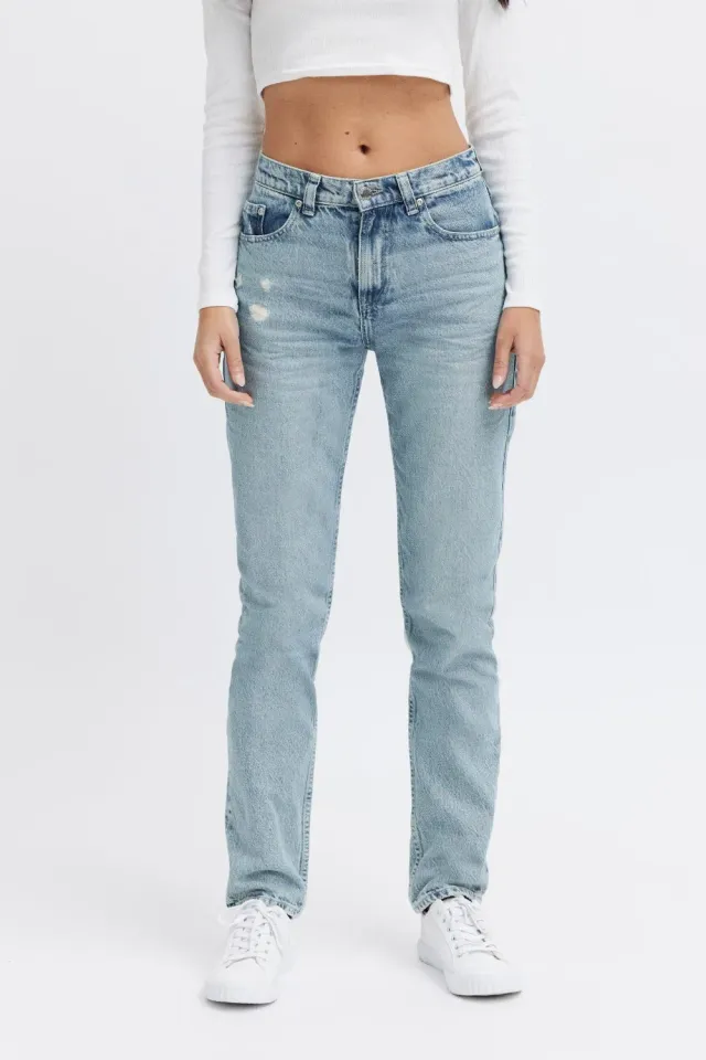 Organsk Aqua Ocean Breeze jeans turkis høj talje