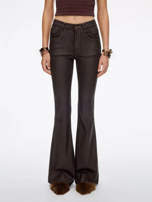 Miss Sixty Bella coated flare jeans brun stretch