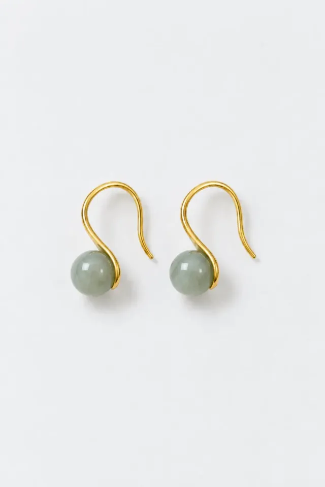 Organsk Drop Earrings øreringe guld jadeit 0,9 g
