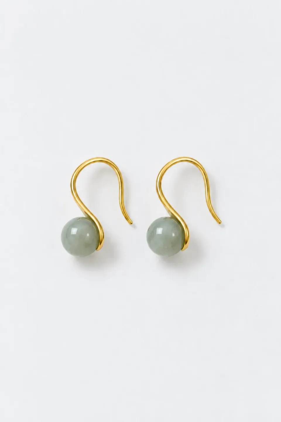 Organsk Drop Earrings øreringe guld jadeit 0,9 g