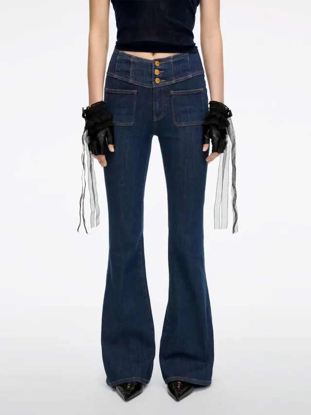 Miss Sixty Glenda Plus 5 flare jeans mørkeblå stretch