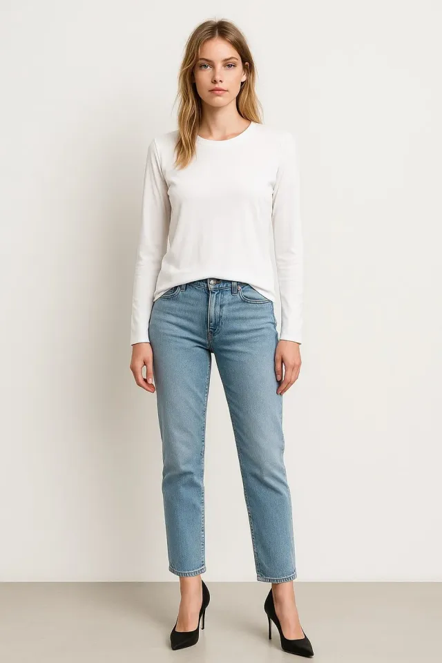 Organsk Classic langærmet T-shirt hvid økologisk