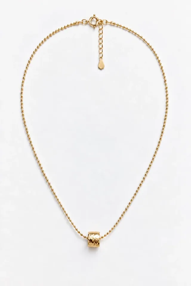 Organsk Cylindrical halskæde guld riflet 1 cm