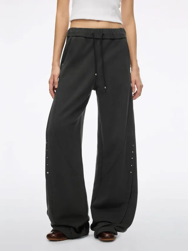 Miss Sixty Studded Barrel-Leg Bukser dark grey bomuld