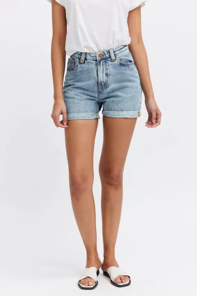 Organsk Oxygen denimshorts høj talje lys vask